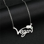 Vegan Necklace with Emerald & 18 Inch Chain