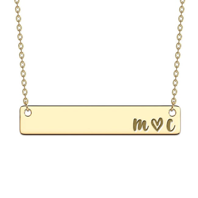 Personalized Horizontal Couples Necklace with 18" Chain