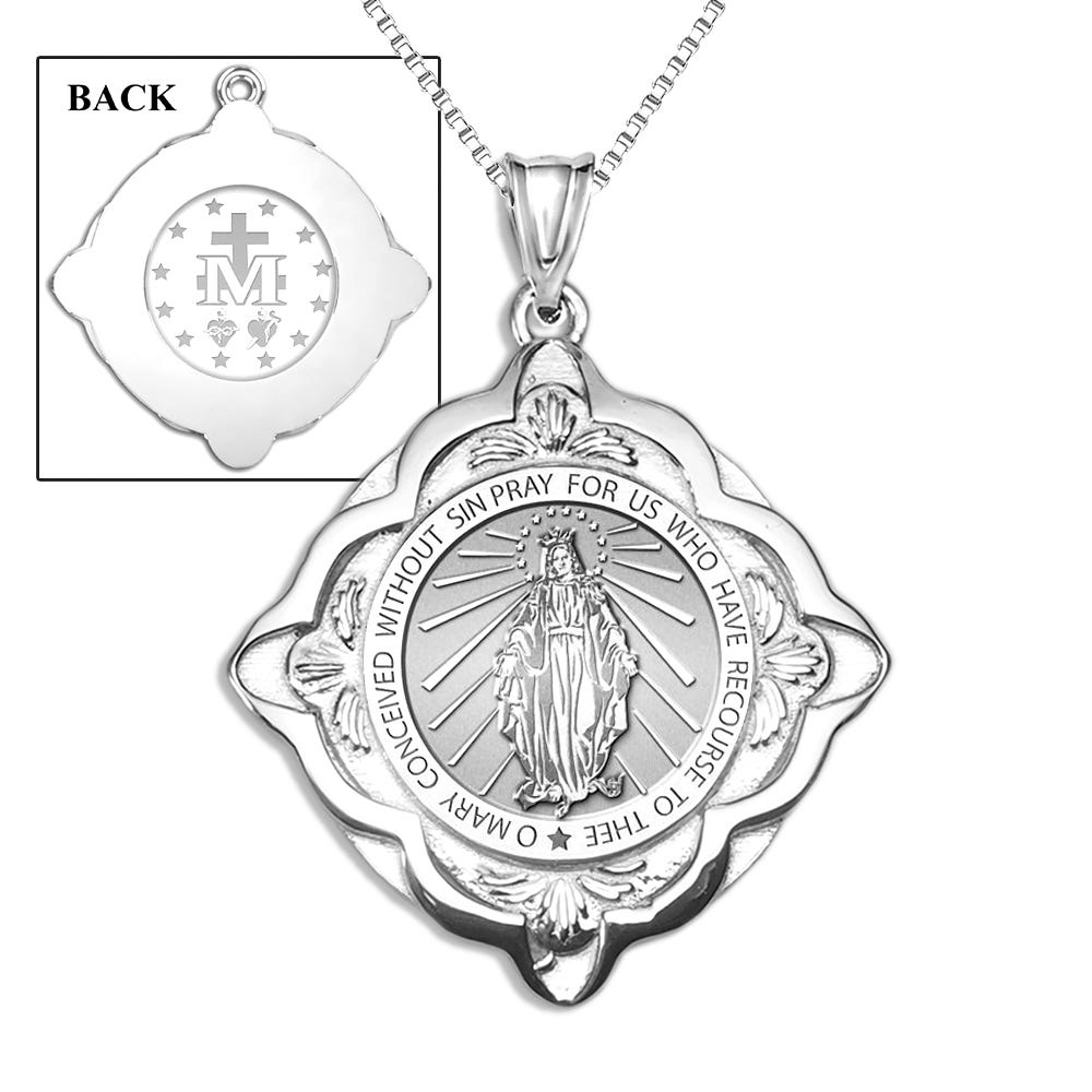 Miraculous Medal Blessed Virgin Mary Cathedral Round Religious Medal