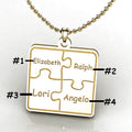 Personalized Family 4-Piece Puzzle Pendant - Includes 18 Inch Chain