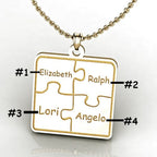 Personalized Family 4-Piece Puzzle Pendant - Includes 18 Inch Chain