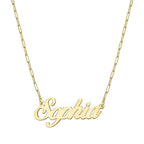 Script Name Necklace with Paperclip Chain