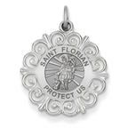 Saint Florian Round Filigree Religious Medal