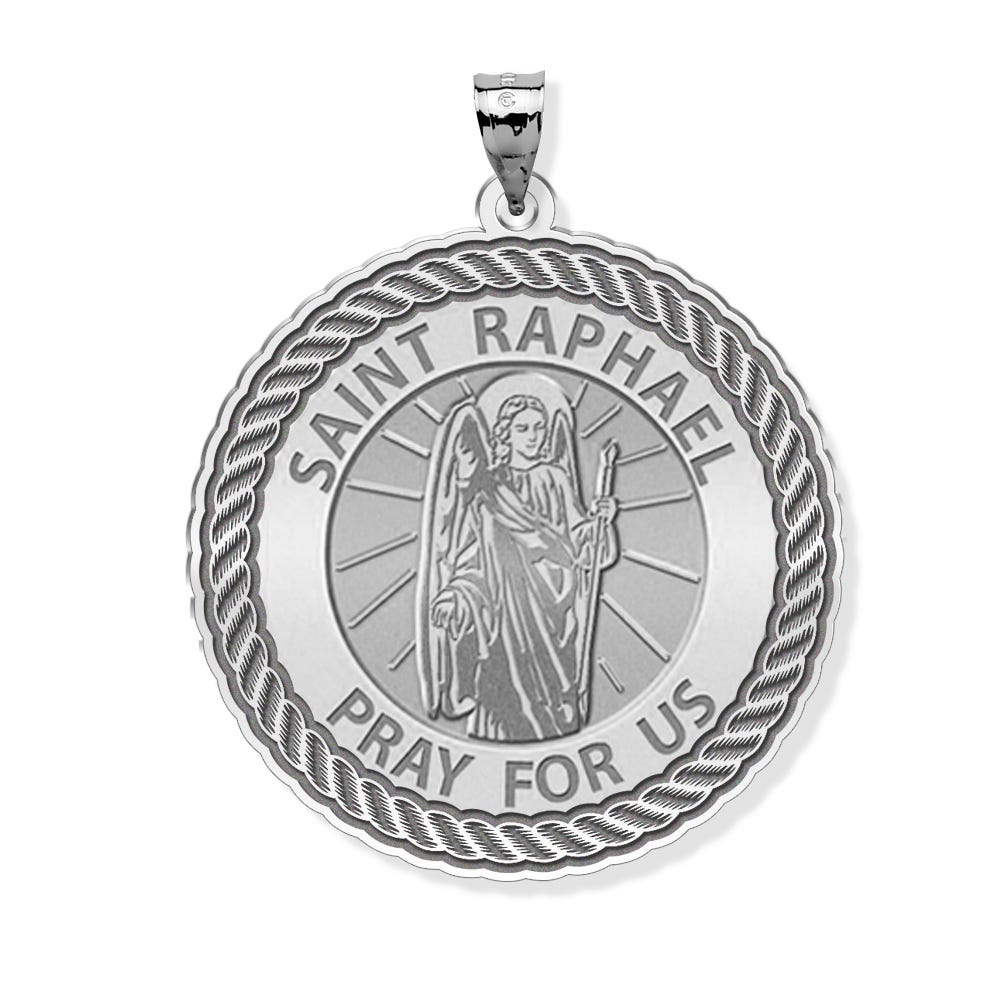 Saint Raphael Round Rope Border Medal