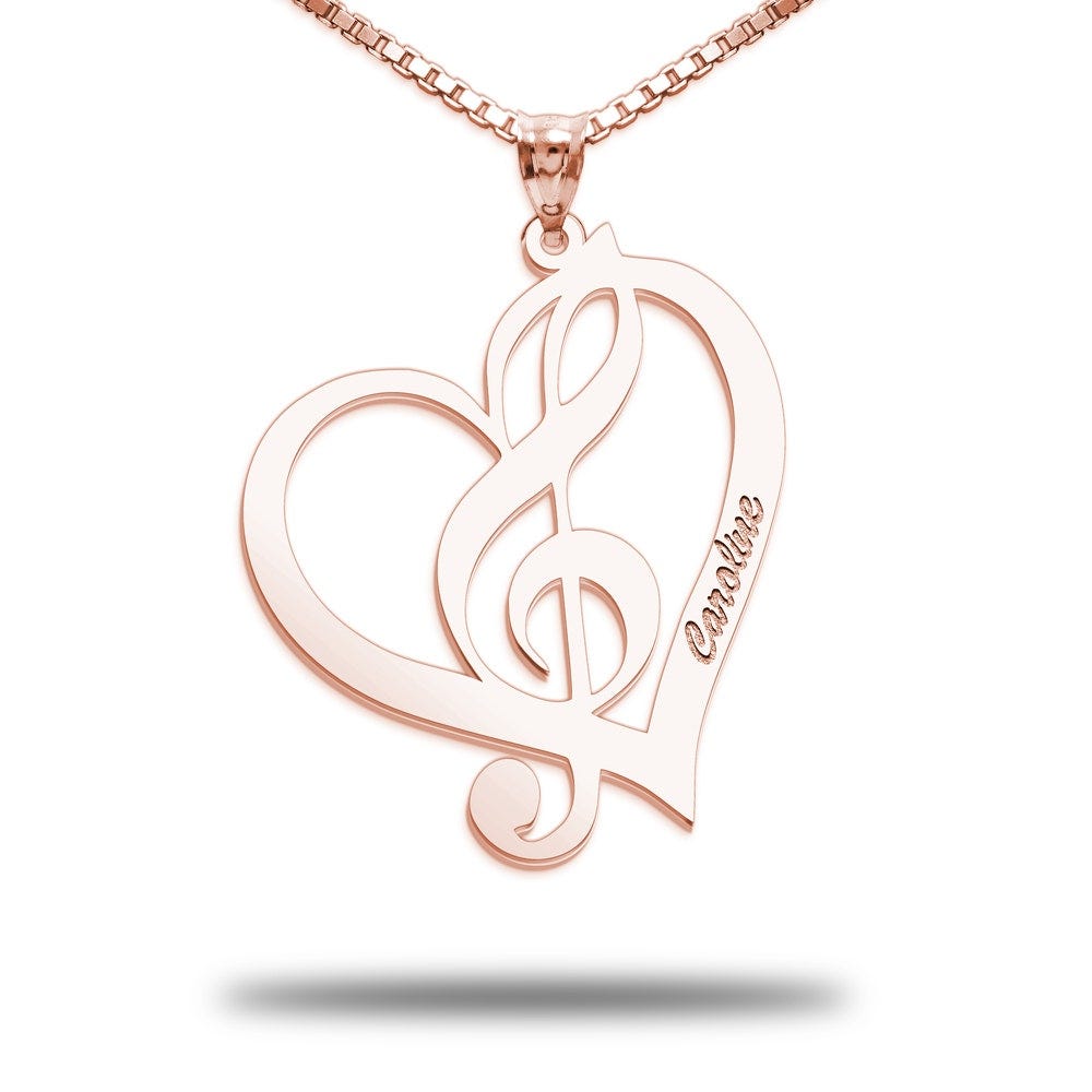 Personalized Heart Treble Clef Pendant