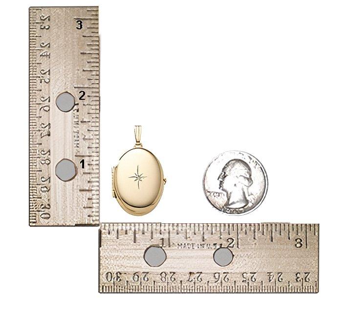 Solid 14K Yellow Gold Oval Photo Locket With Diamond