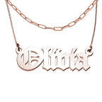 Personalized First Name Old English Pendant with Paperclip Chain