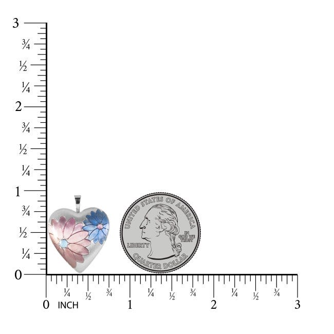 Pink And Blue Flower Heart Photo Locket