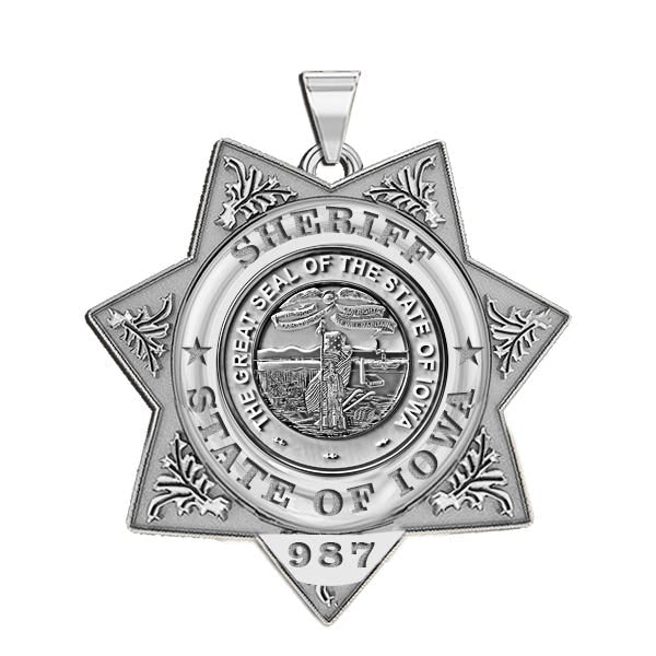 Personalized 7-Point Star Iowa Sheriff Badge with Number