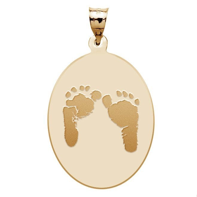Custom Footprint Oval Charm or Pendant