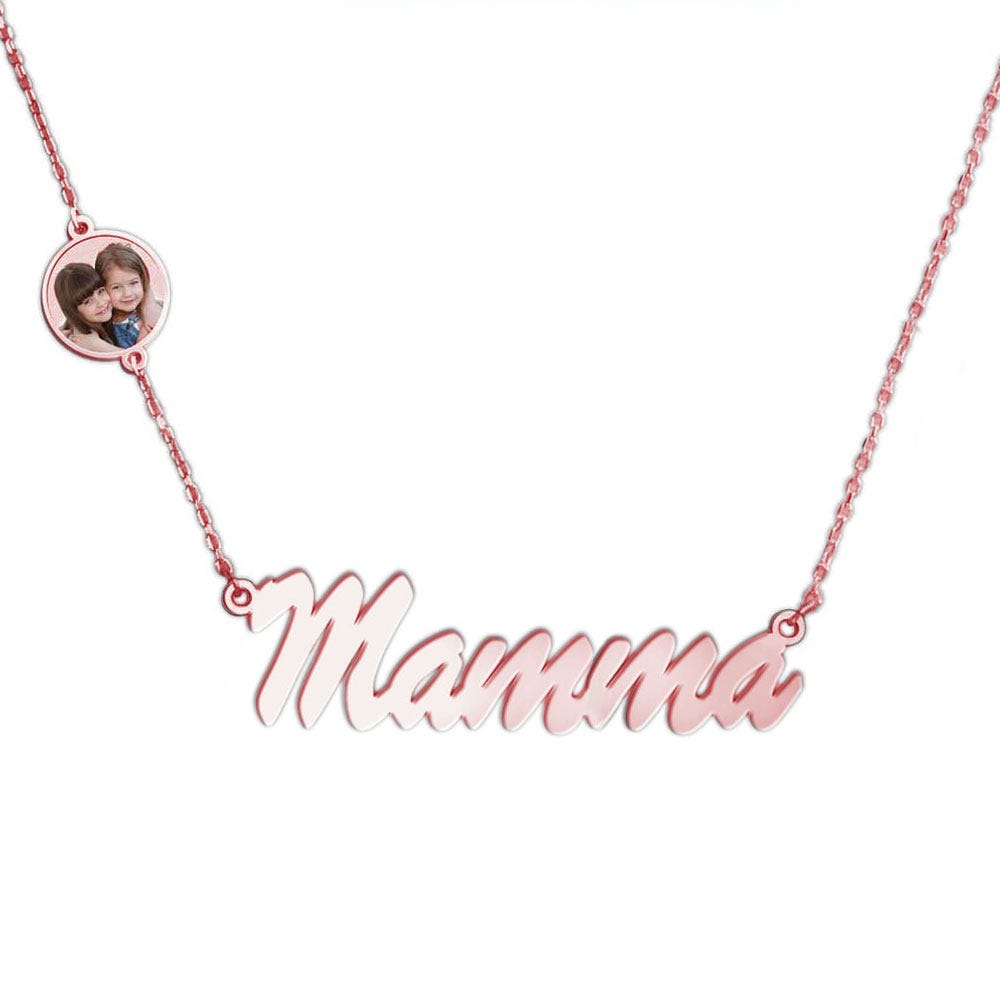 Personalized Mother Name Necklace with Photo Charm