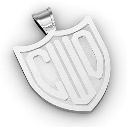 Badge Monogram 3-Letter Block Deep Engrave Pendant