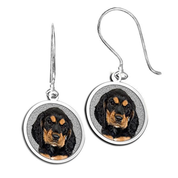 Round Shaped Photo Pendant Kidney Wire Earrings
