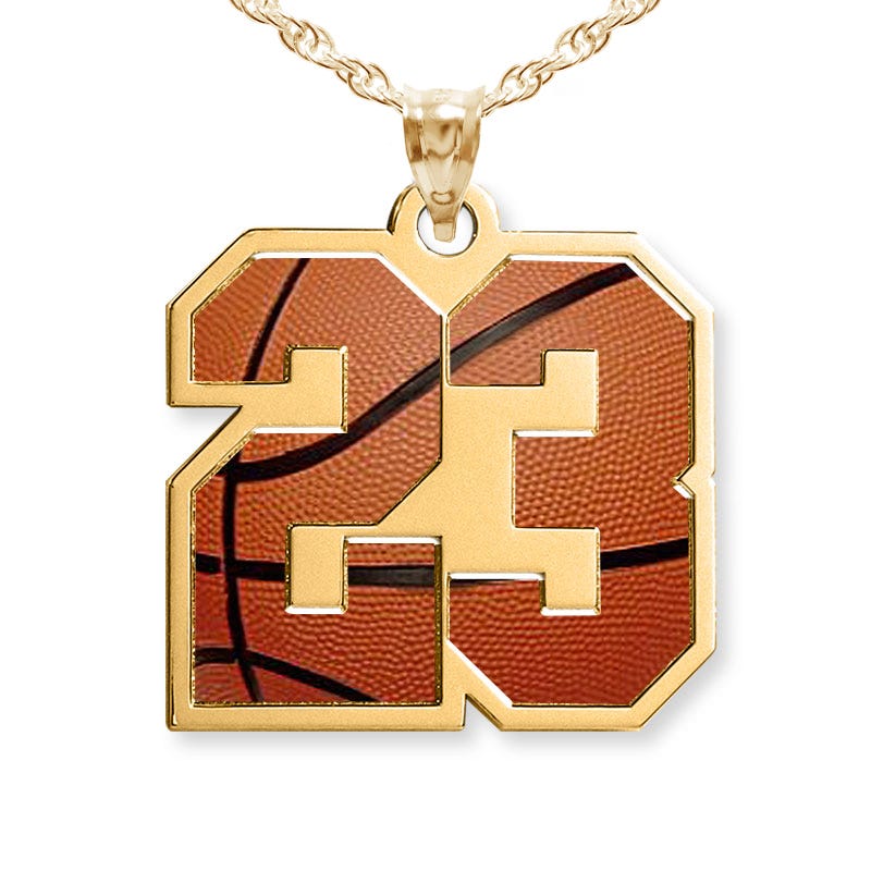 Color Enameled Basketball Number Charm or Pendant with 2 Digits