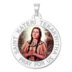 Saint Kateri Tekakwitha Religious Medal "Color
