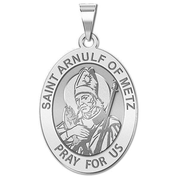 Saint Arnulf Of Metz Oval Religious Medal