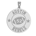 Personalized Football Team & Number Round Disc Pendant or Charm