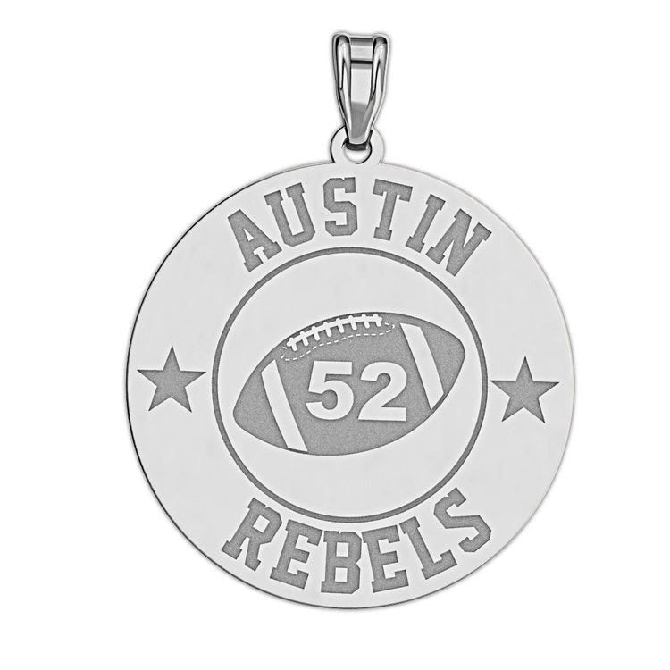 Personalized Football Team & Number Round Disc Pendant or Charm