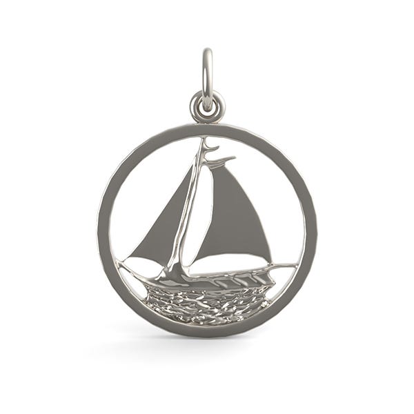 Sail Boat in Ring Charm