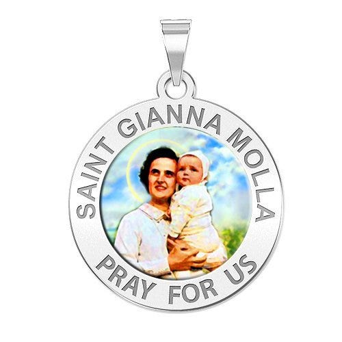 Saint Gianna Beretta Molla Round Color Religious Medal