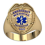 Personalized EMT Badge Ring with Your Badge Number
