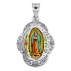 Our Lady Of Guadalupe Oval Floral Trimed Religious Color Medal