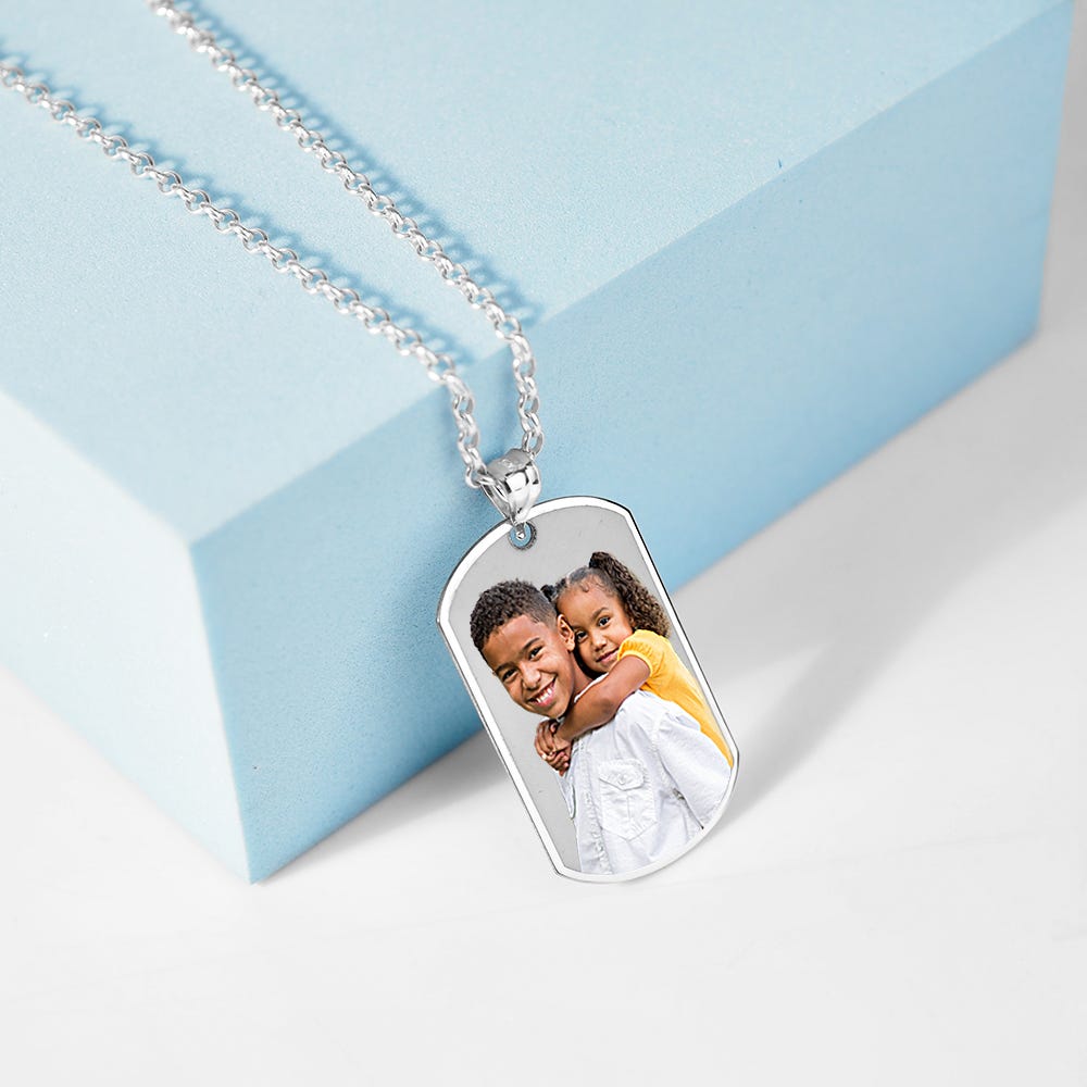 Photo Engraved Dog Tag With Border
