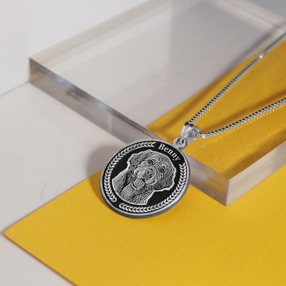 Antiqued Memoriam Laser Etched Photo Pendant