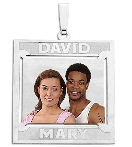 Square Shaped Pendant with 2 Names
