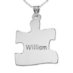 Personalized Family Single Puzzle Piece Pendant - Includes 18 Inch Chain