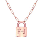 Personalized Initial Padlock Necklace with Paperclip Chain