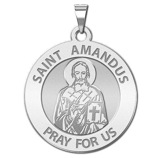 Saint Amandus Round Religious Medal