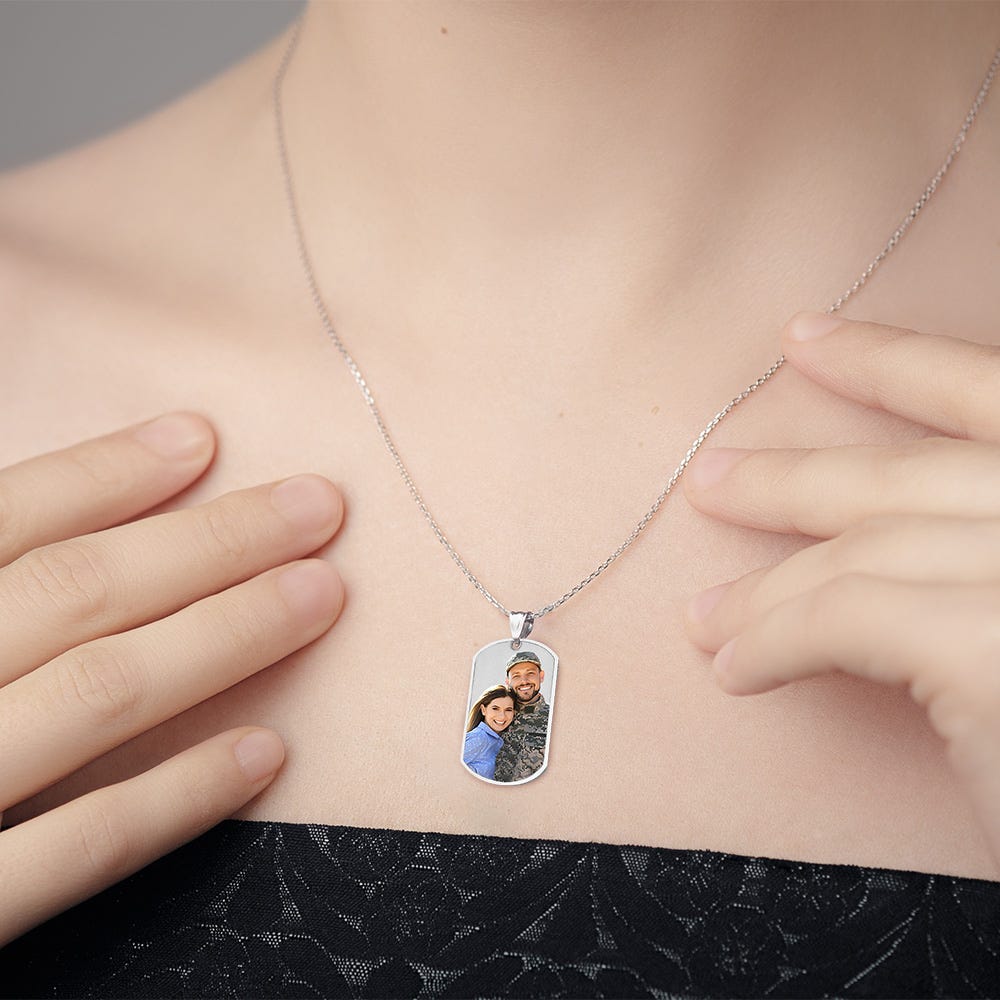 Photo Engraved Dog Tag With Border