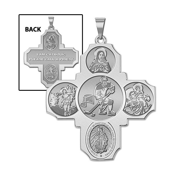Four Way Cross - Hockey Religious Medal