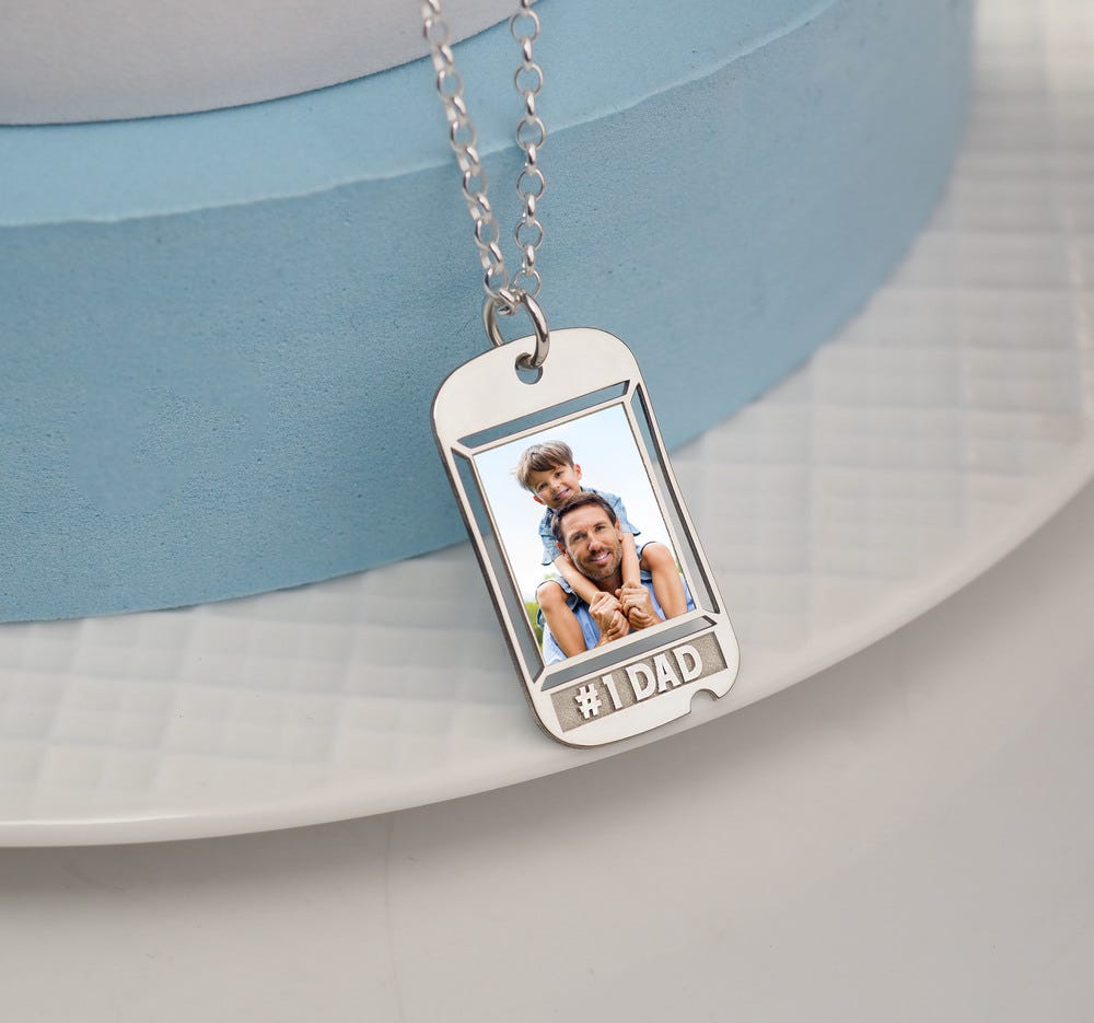 Dog Tag with # 1 Dad Etched