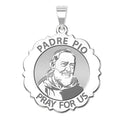 Padre Pio Scalloped Round Religious Medal