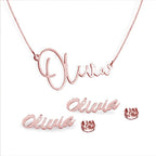 Modern Script Name Necklace and Earring Set