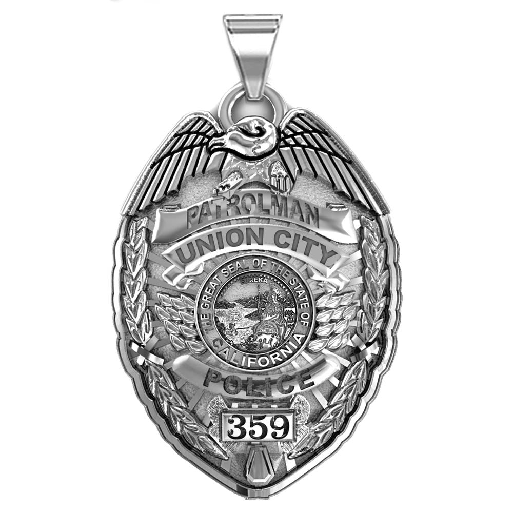 Personalized California Police Badge with Your Rank, Department and Number