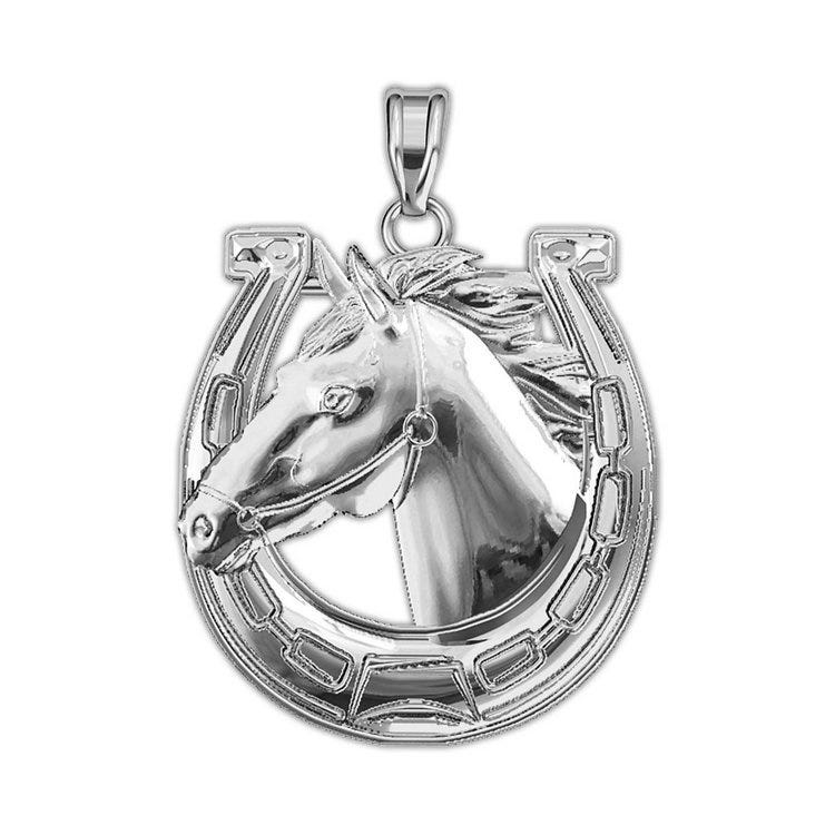 Race Horse & Horseshoe Horse Pendant or Charm