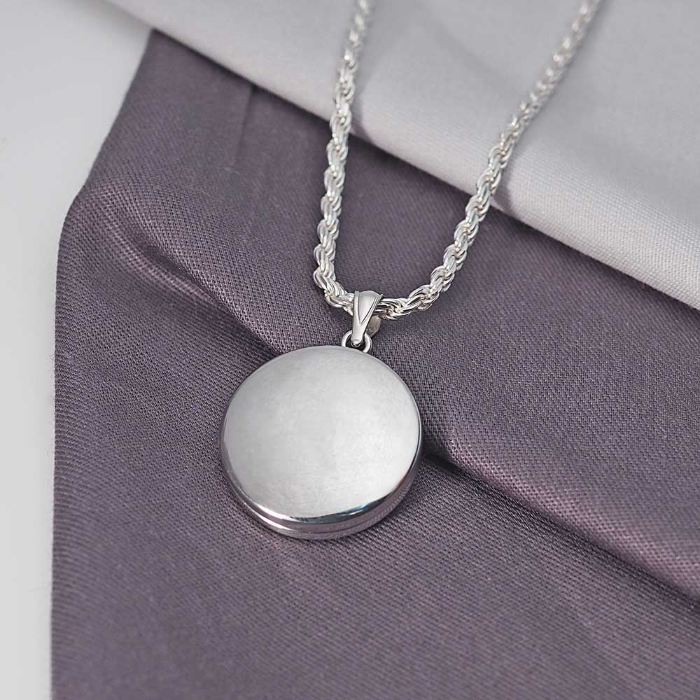 14K White Gold Round Photo Locket