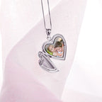 14K White Gold Heart Photo Locket