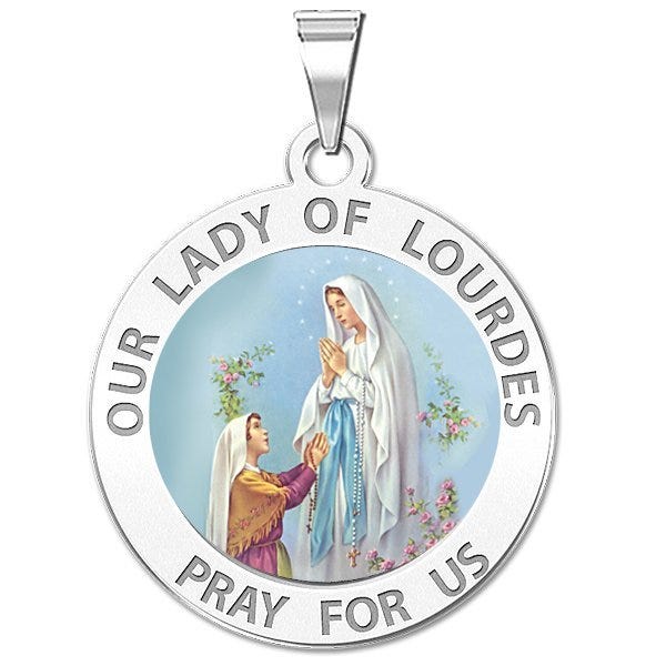 Our Lady of Lourdes Religious Medal " Color