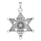 Personalized Oklahoma 6-Point Star Sheriff Badge with Rank, Number & Dept.