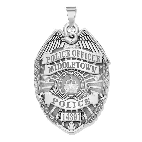 Personalized Vermont Police Badge with Your Rank, Number & Department