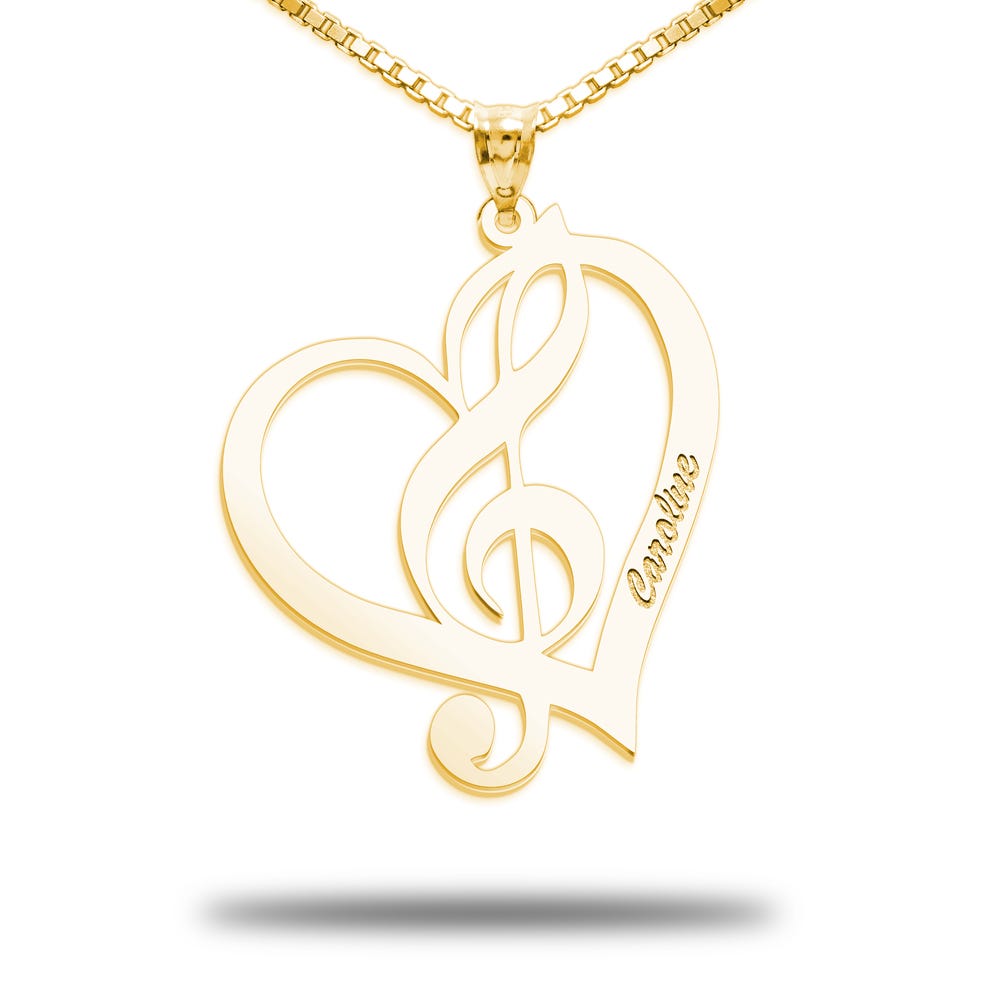 Personalized Heart Treble Clef Pendant
