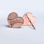 Personalized Heart Shaped Baseball Earrings