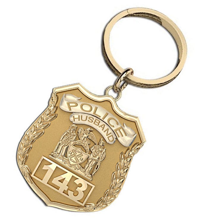 Police Husband Personalized Police Badge Keychain with Your Number
