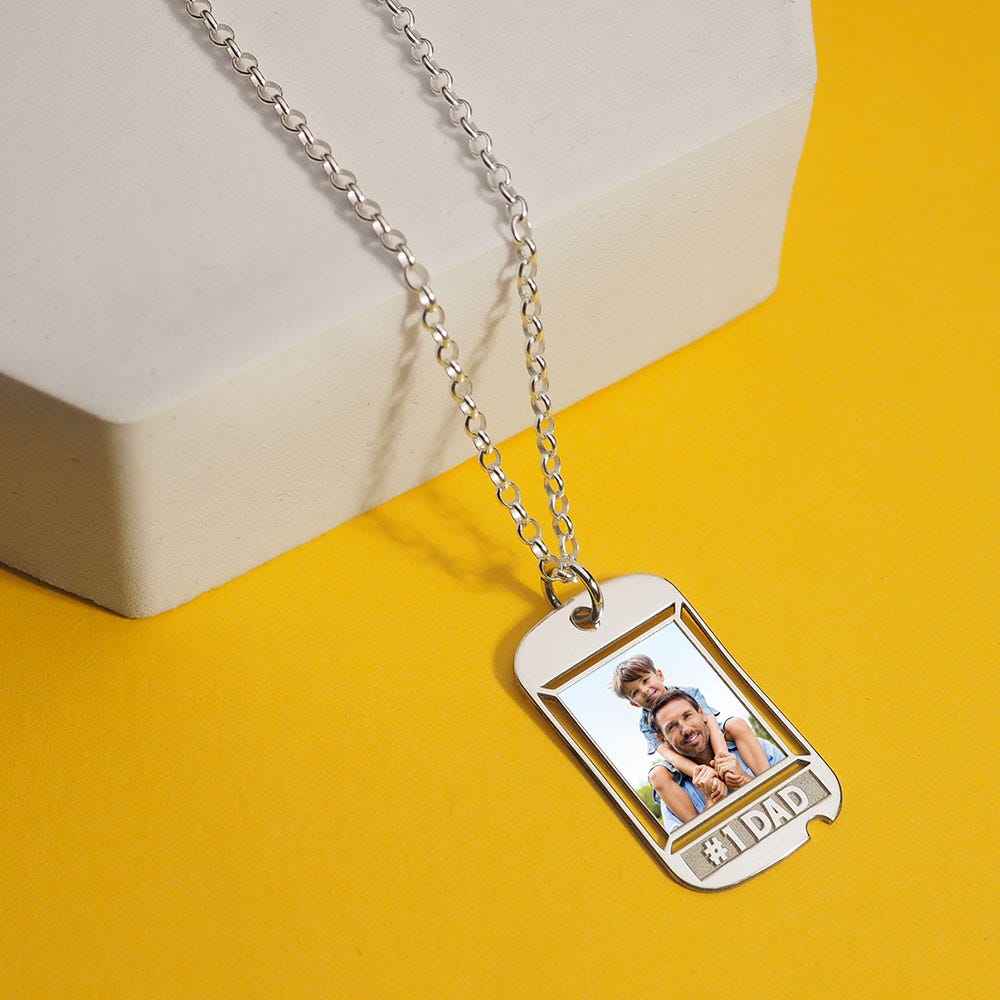 Dog Tag with # 1 Dad Etched