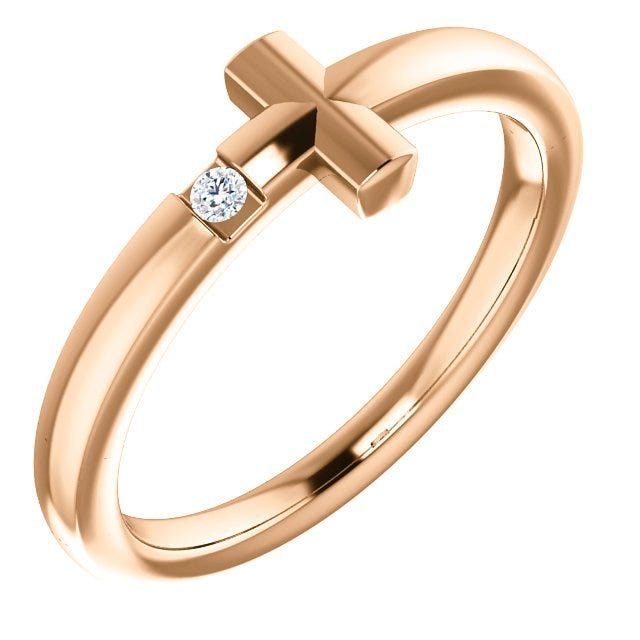 .015 Ctw Diamond Youth Cross Ring