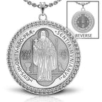 Saint Benedict Diamond Studded Round Religious Jubilee Medal